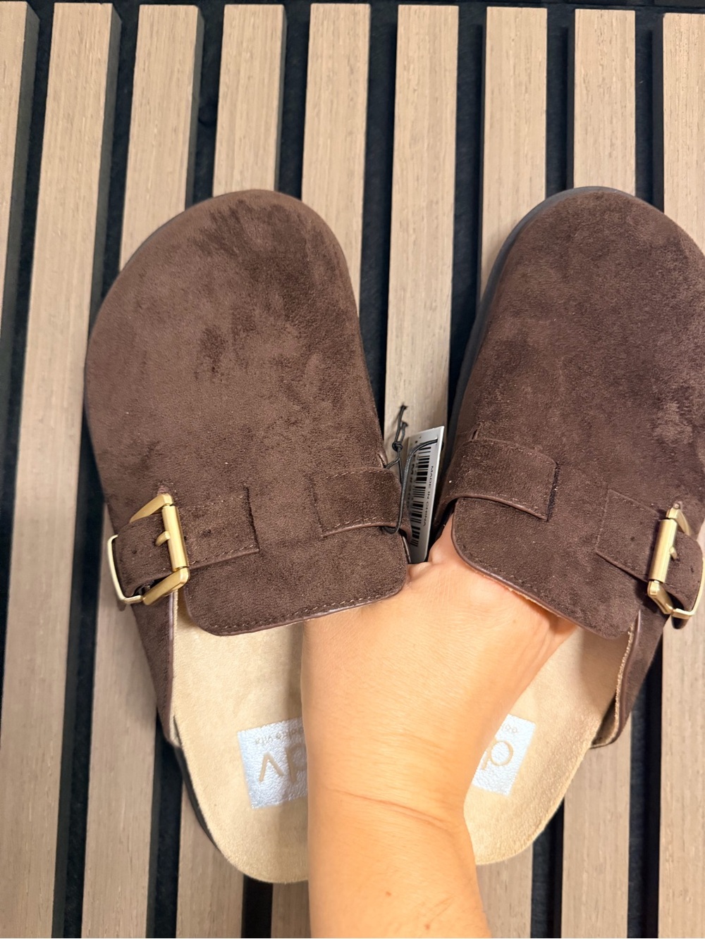 Dolce Vita Chocolate Brown Suede Buckle Mules